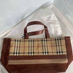 AUTHENTIC BURBERRY Brown Suede Leather Tote Bag